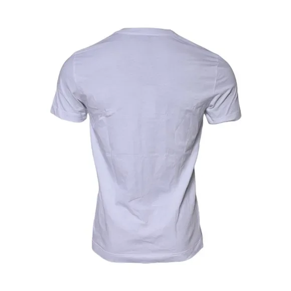 Dolce & Gabbana White Cotton Logo Patch Crew Neck T-shirt